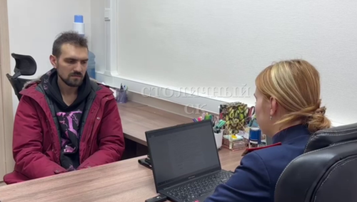 Artemy Ostanin during his interrogation. Screenshot of a video posted on the Telegram channel "Stolichniy SK" on March 18 https://t.me/skmoscowgsu/4494 Artemy Ostanin during his interrogation. Screenshot of a video posted on the Telegram channel "Stolichniy SK" on March 18 https://t.me/skmoscowgsu/4494