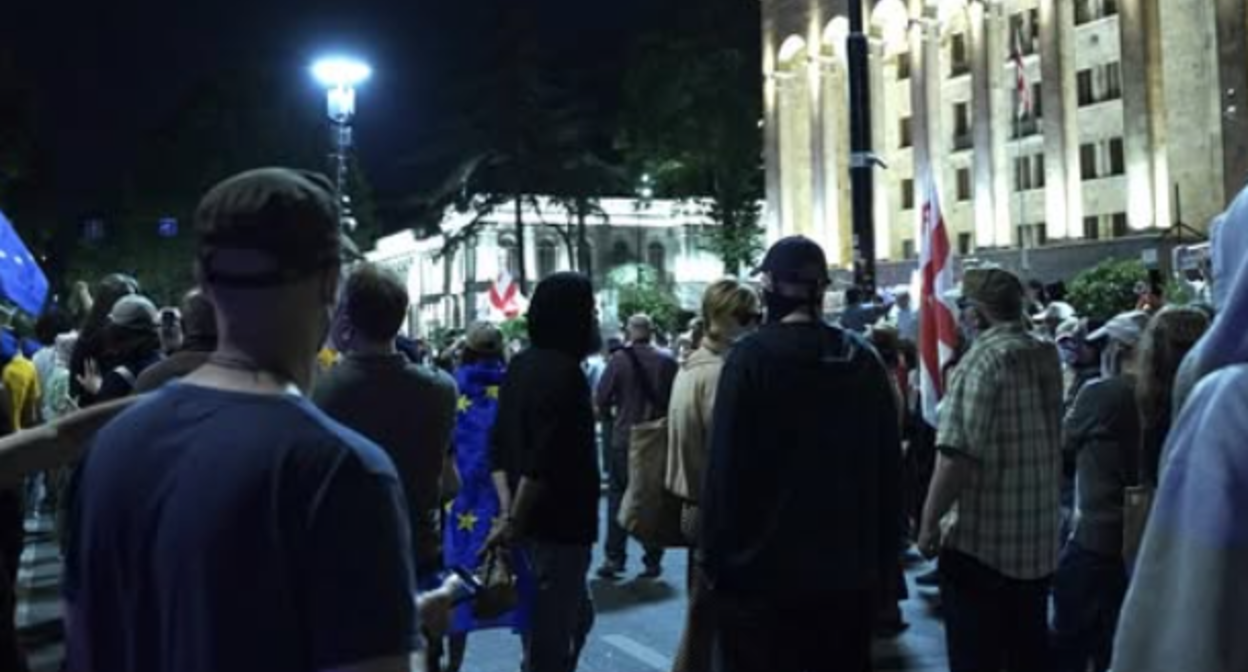 Participants of the protest action in front of the Georgian parliament building. A screenshot photo by the “Publika” portal posted on June 08, 2025 at https://www.facebook.com/photo/?fbid=1466824488050430&set=a.715406393192247.*
