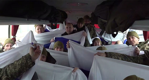 Prisoner exchange. March 6, 2026. Video screenshot: https://t.me/mod_russia/61760 Prisoner exchange. March 6, 2026. Video screenshot: https://t.me/mod_russia/61760