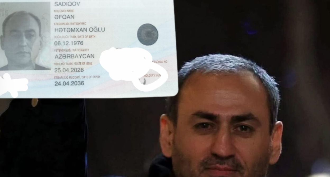 Afgan Sadygov with his new ID. Screenshot from Sevinj Sadygova's page, April 25, 2026, https://www.facebook.com/photo?fbid=1503949298000556&set=a.106173941111439 (Meta, the company that owns the social network, is banned in Russia). Afgan Sadygov with his new ID. Screenshot from Sevinj Sadygova's page, April 25, 2026, https://www.facebook.com/photo?fbid=1503949298000556&set=a.106173941111439 (Meta, the company that owns the social network, is banned in Russia).