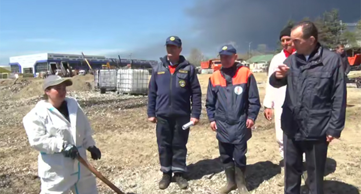 Veniamin Kondratyev (right) during a visit to Tuapse. April 28, 2026. Screenshot from video https://t.me/opershtab23/15822 Veniamin Kondratyev (right) during a visit to Tuapse. April 28, 2026. Screenshot from video https://t.me/opershtab23/15822