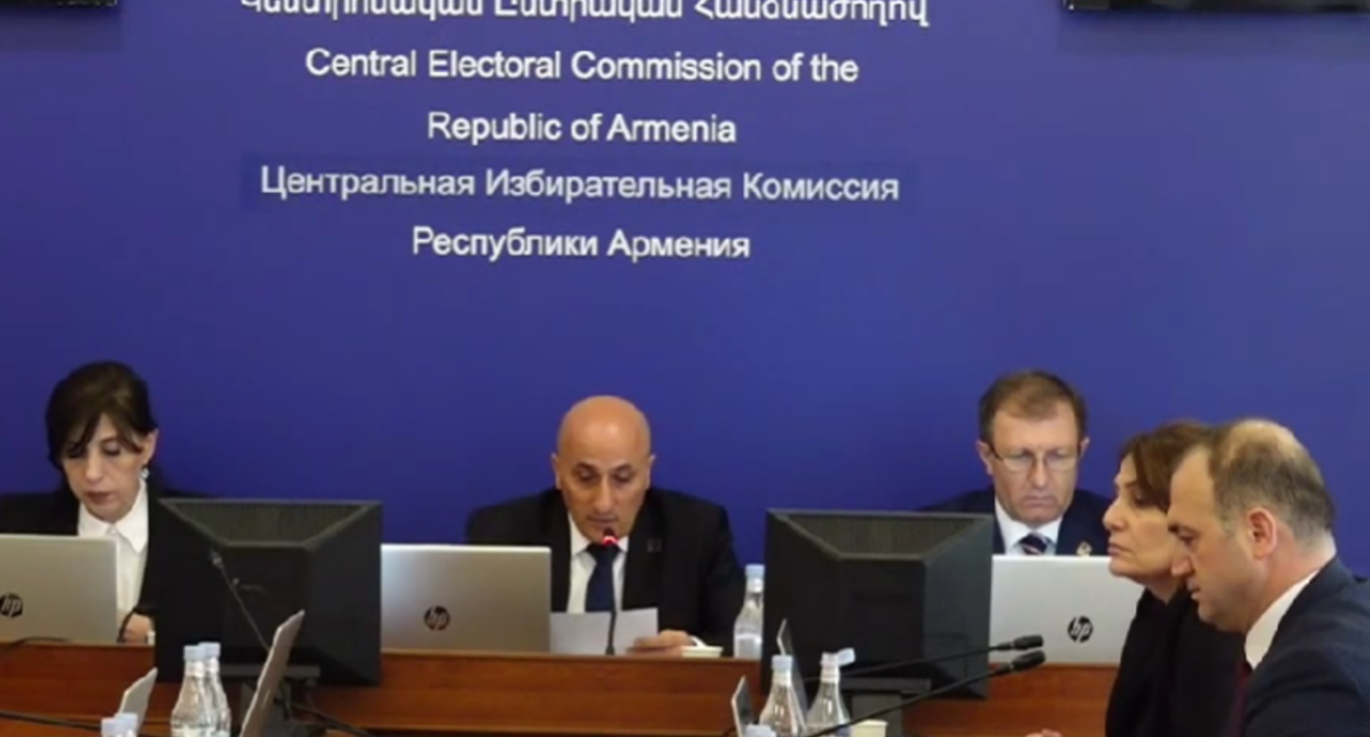 Central Election Commission meeting. Still from Yerevan Today broadcast, June 14, 2026, https://www.youtube.com/watch?v=S4ivjau8Dzo&t=8s Central Election Commission meeting. Still from Yerevan Today broadcast, June 14, 2026, https://www.youtube.com/watch?v=S4ivjau8Dzo&t=8s
