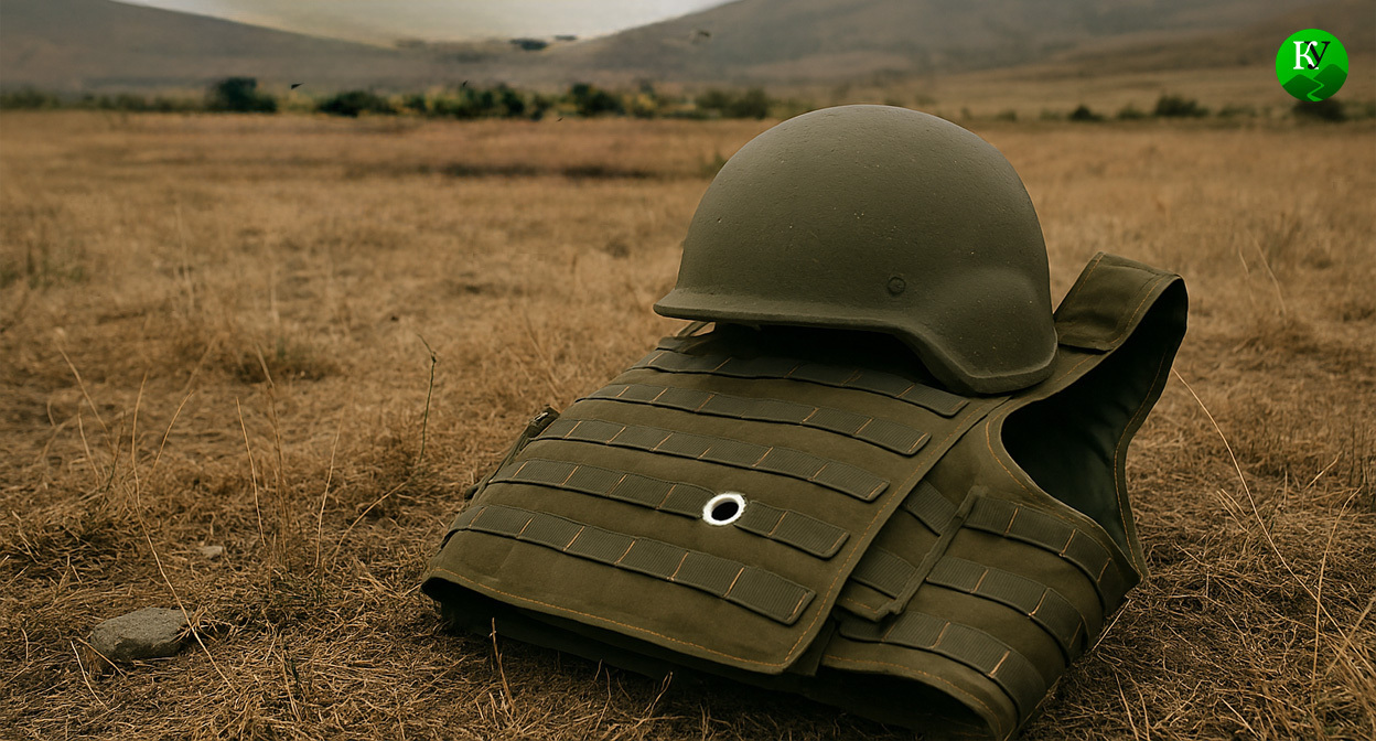 Helmet and bulletproof vest. Illustration created by the "Caucasian Knot" using AI in the Copilot program. Helmet and bulletproof vest. Illustration created by the "Caucasian Knot" using AI in the Copilot program.